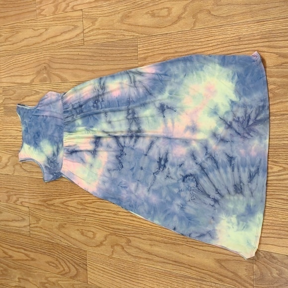 Égs by Éloges blue, yellow and pink tie-dye sleeveless maxi dress, women's large - Picture 4 of 5
